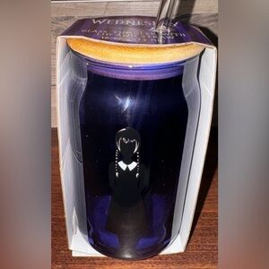 Super Cute  🥰 Wednesday Adam’s Tumbler With Bamboo Lid And Glass Straw - NEW